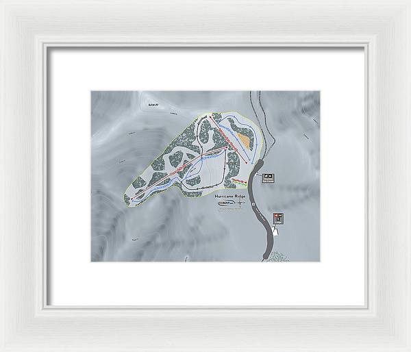Hurricane Ridge Ski Trail Map - Framed Print - Powderaddicts