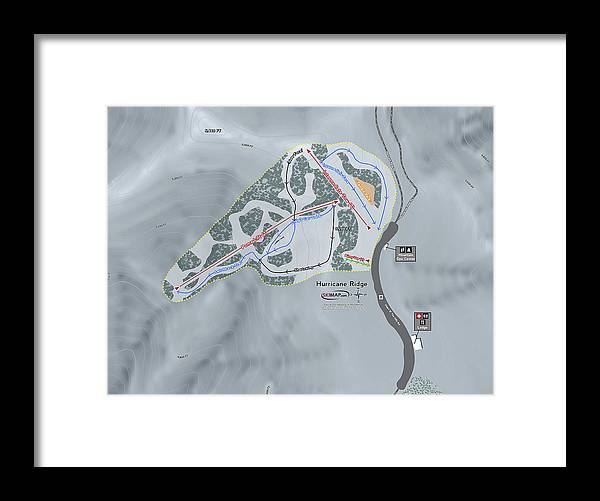 Hurricane Ridge Ski Trail Map - Framed Print - Powderaddicts