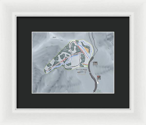 Hurricane Ridge Ski Trail Map - Framed Print - Powderaddicts
