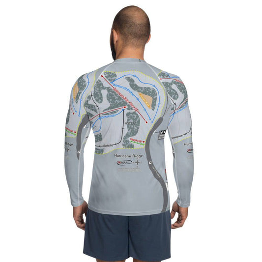 Hurricane Ridge, Washington Ski Trail Map Men's Base Layer Top - Powderaddicts