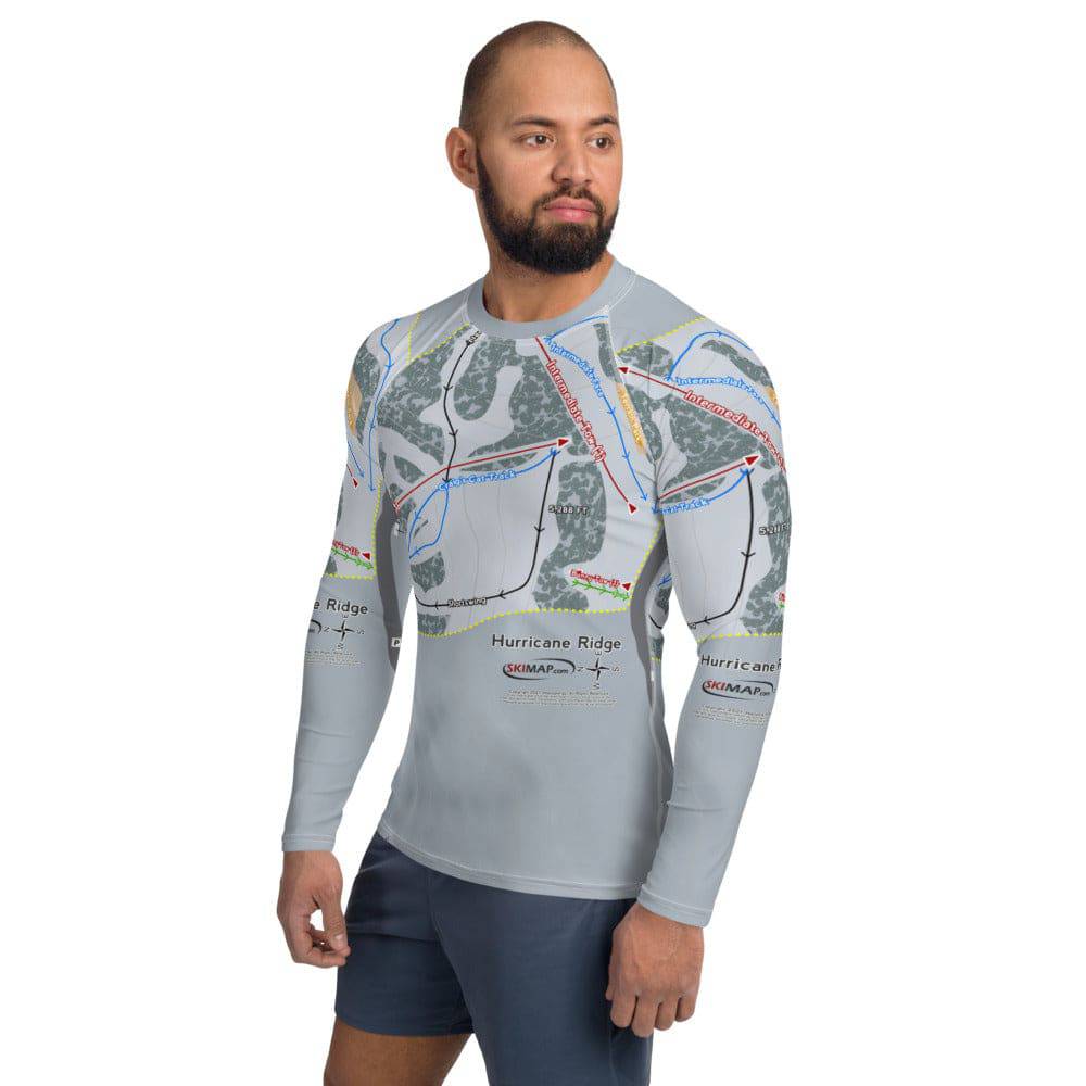 Hurricane Ridge, Washington Ski Trail Map Men's Base Layer Top - Powderaddicts