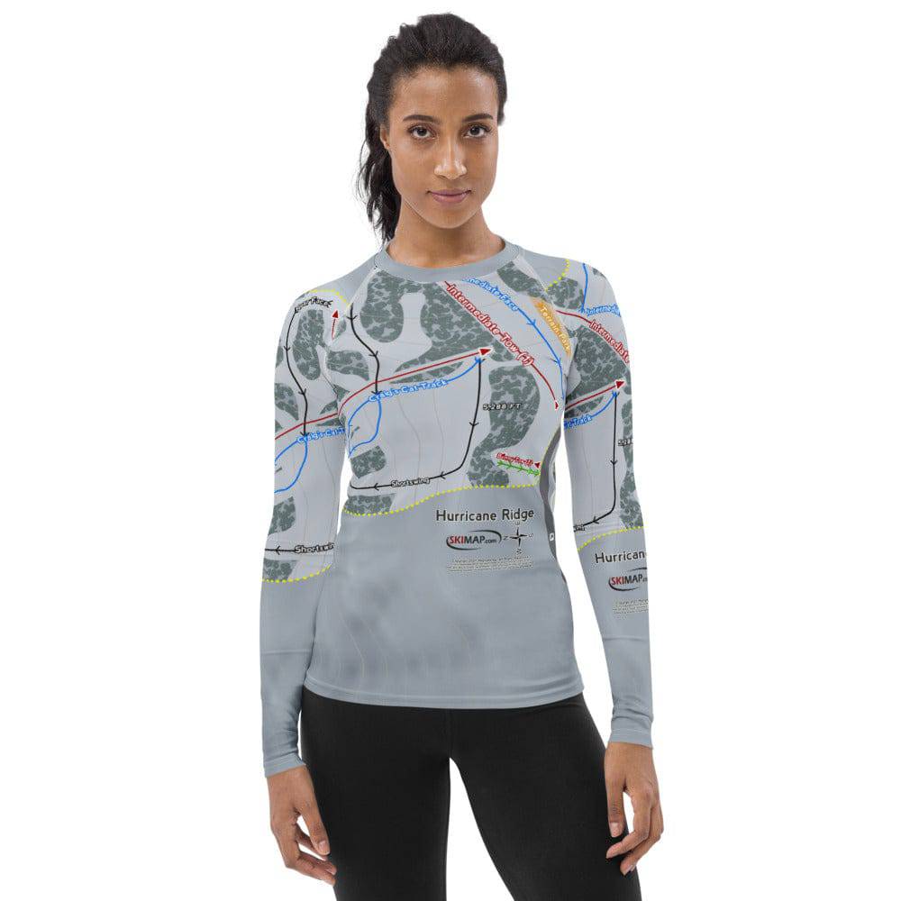 Hurricane Ridge, Washington Ski Trail Map Women's Base Layer Top