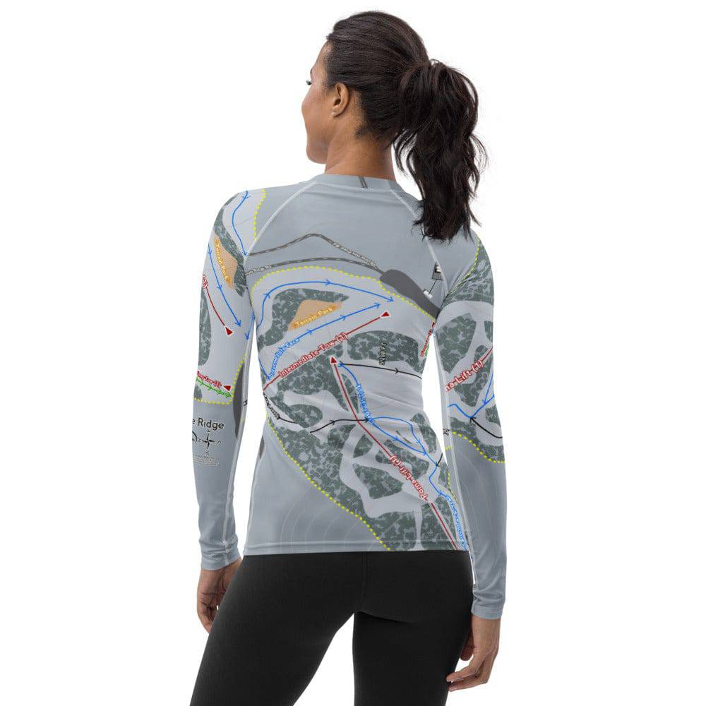 Hurricane Ridge, Washington Ski Trail Map Women's Base Layer Top - Powderaddicts
