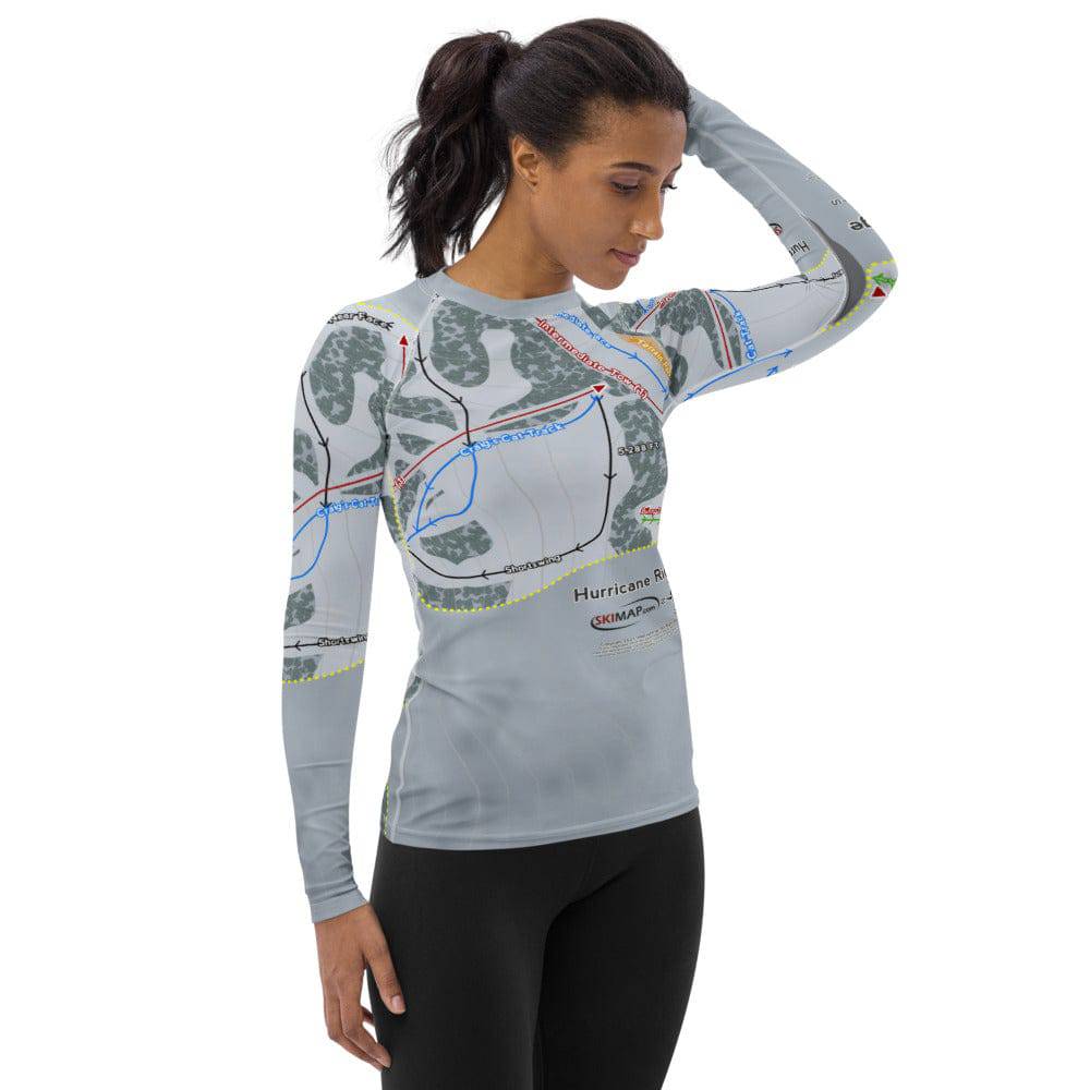 Hurricane Ridge, Washington Ski Trail Map Women's Base Layer Top - Powderaddicts