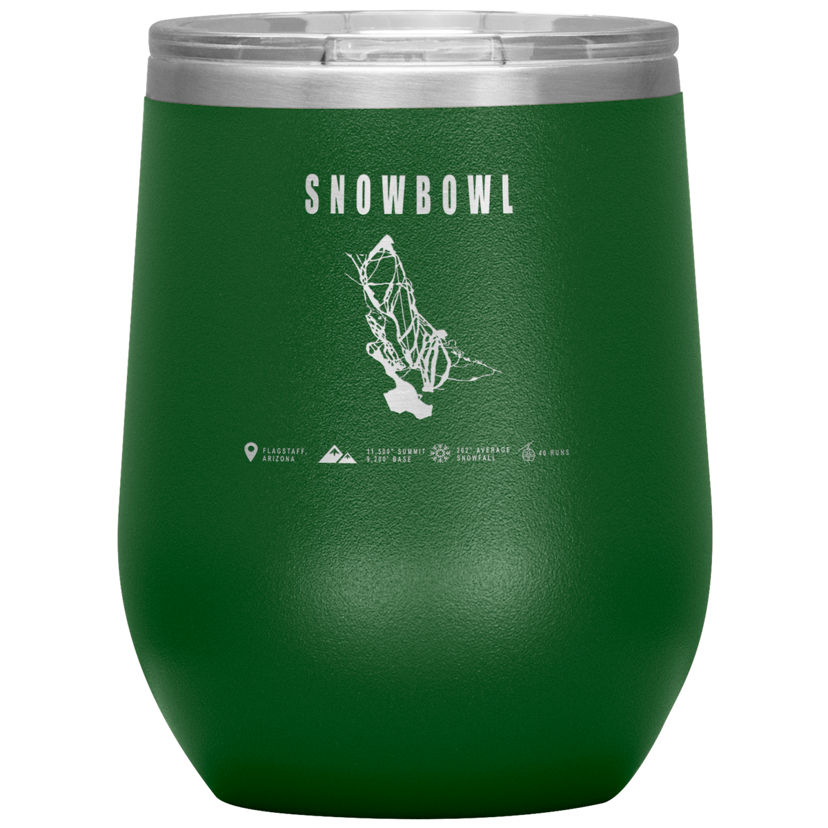 Snowbowl, Arizona Ski Trail Map Wine 12oz Tumbler - Powderaddicts