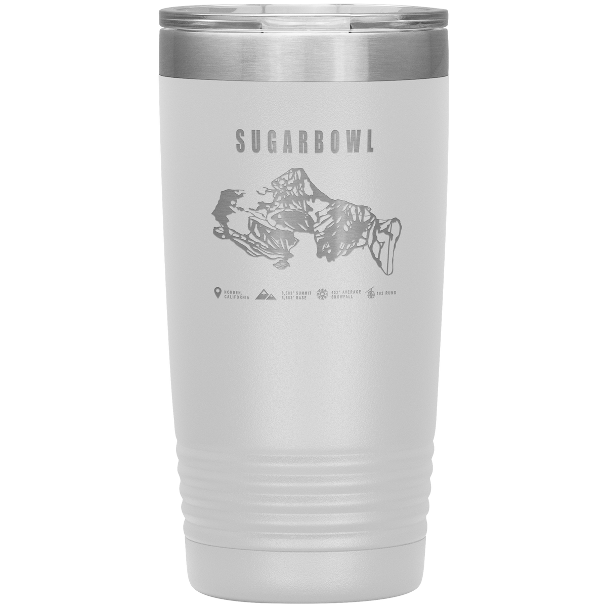 Sugarbowl, California Ski Trail Map 20oz Tumbler - Powderaddicts