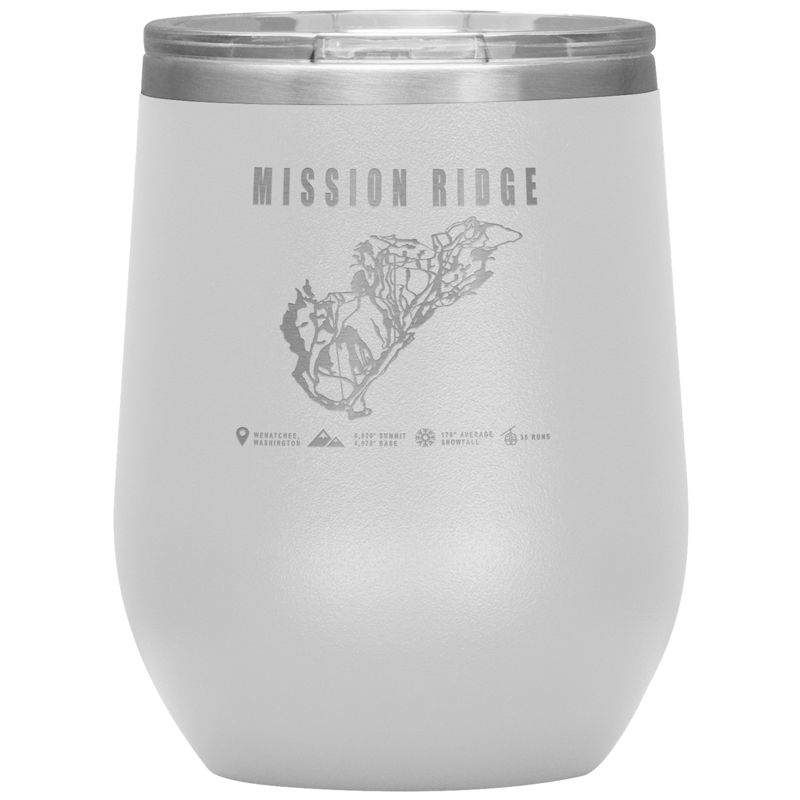 Mission Ridge, Washington Ski Trail Map Wine 12oz Tumbler - Powderaddicts