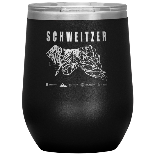 Schweitzer Idaho Ski Trail Map Wine 12oz Tumbler - Powderaddicts