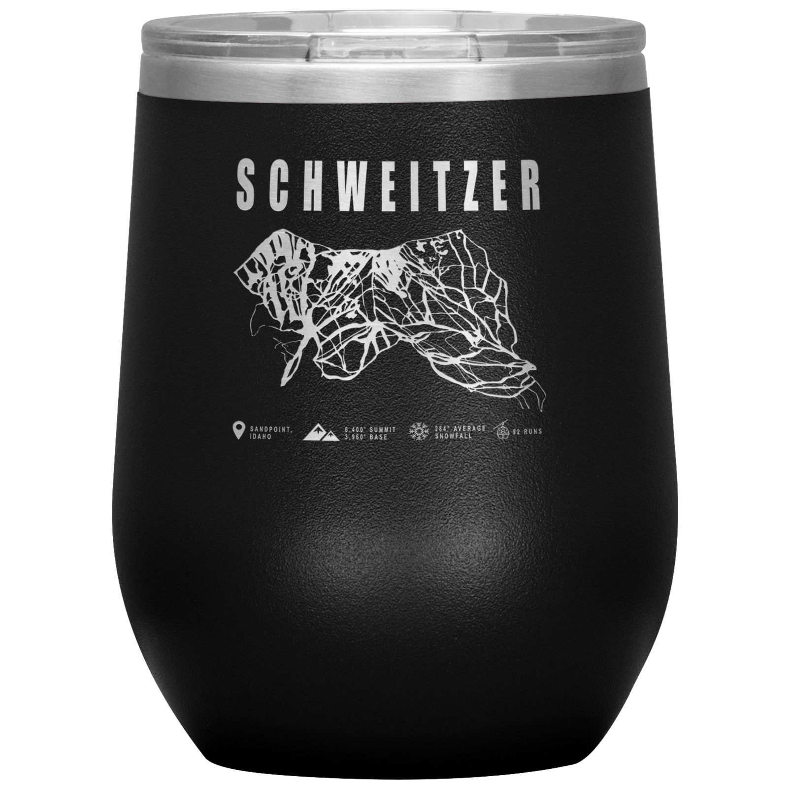 Schweitzer Idaho Ski Trail Map Wine 12oz Tumbler - Powderaddicts