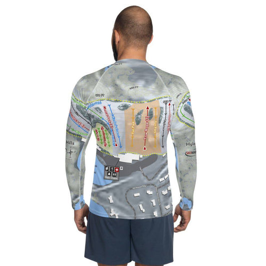 Hyland Hills, Minnesota Ski Trail Map Men's Base Layer Top - Powderaddicts
