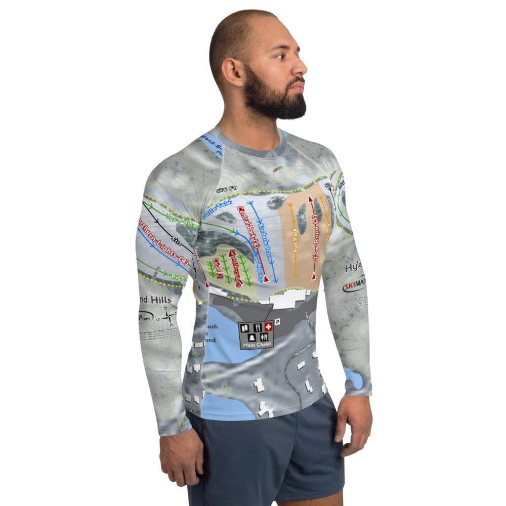 Hyland Hills, Minnesota Ski Trail Map Men's Base Layer Top - Powderaddicts