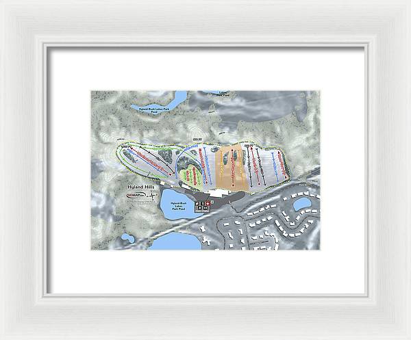 Hyland Hills Ski Trail Map - Framed Print - Powderaddicts