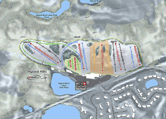 Hyland Hills Ski Trail Map - Art Print - Powderaddicts