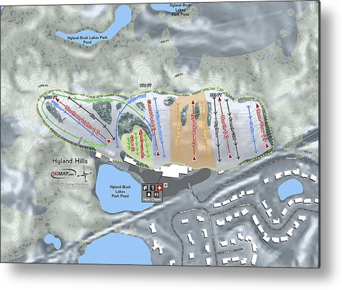 Hyland Hills Ski Trail Map - Metal Print - Powderaddicts