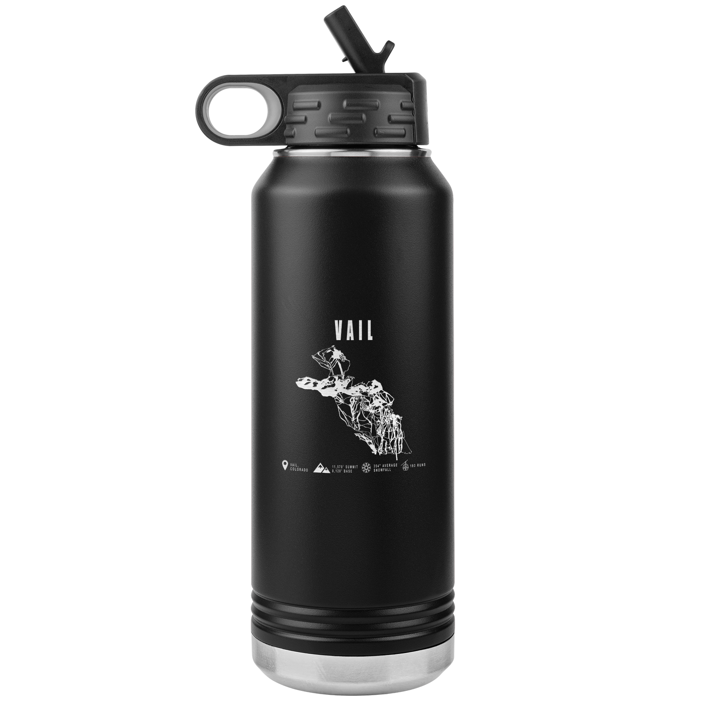 Vail Colorado Ski Trail Map 32oz Water Bottle Tumbler - Powderaddicts