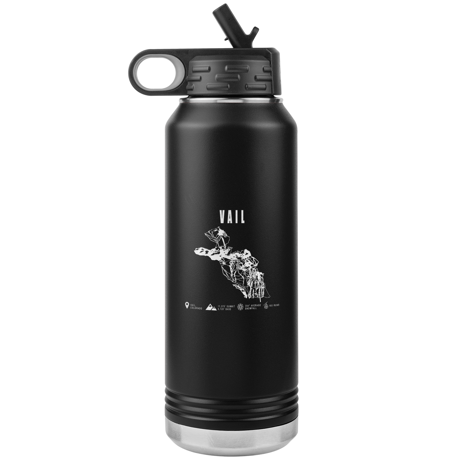 Vail Colorado Ski Trail Map 32oz Water Bottle Tumbler