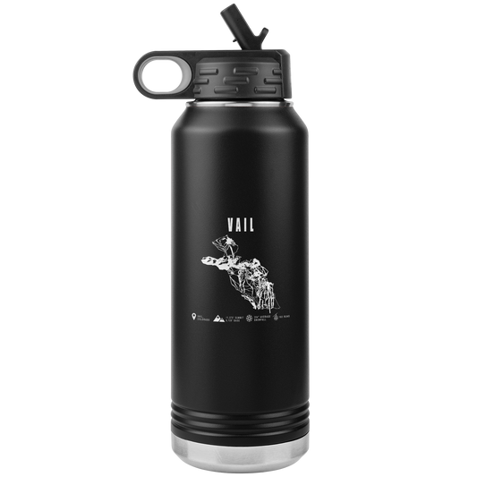 Vail Colorado Ski Trail Map 32oz Water Bottle Tumbler - Powderaddicts