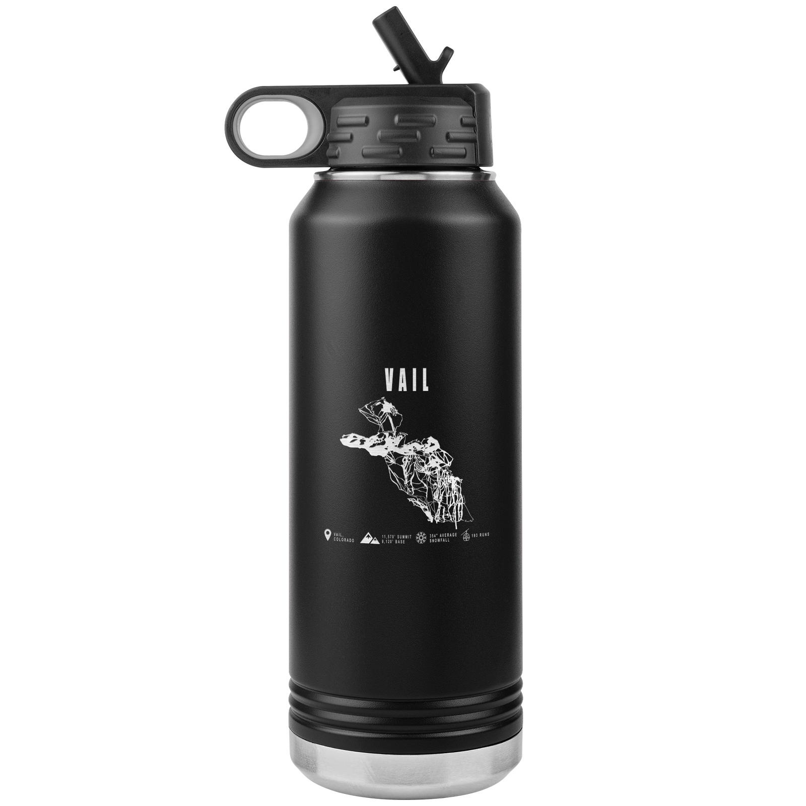 Vail Colorado Ski Trail Map 32oz Water Bottle Tumbler - Powderaddicts