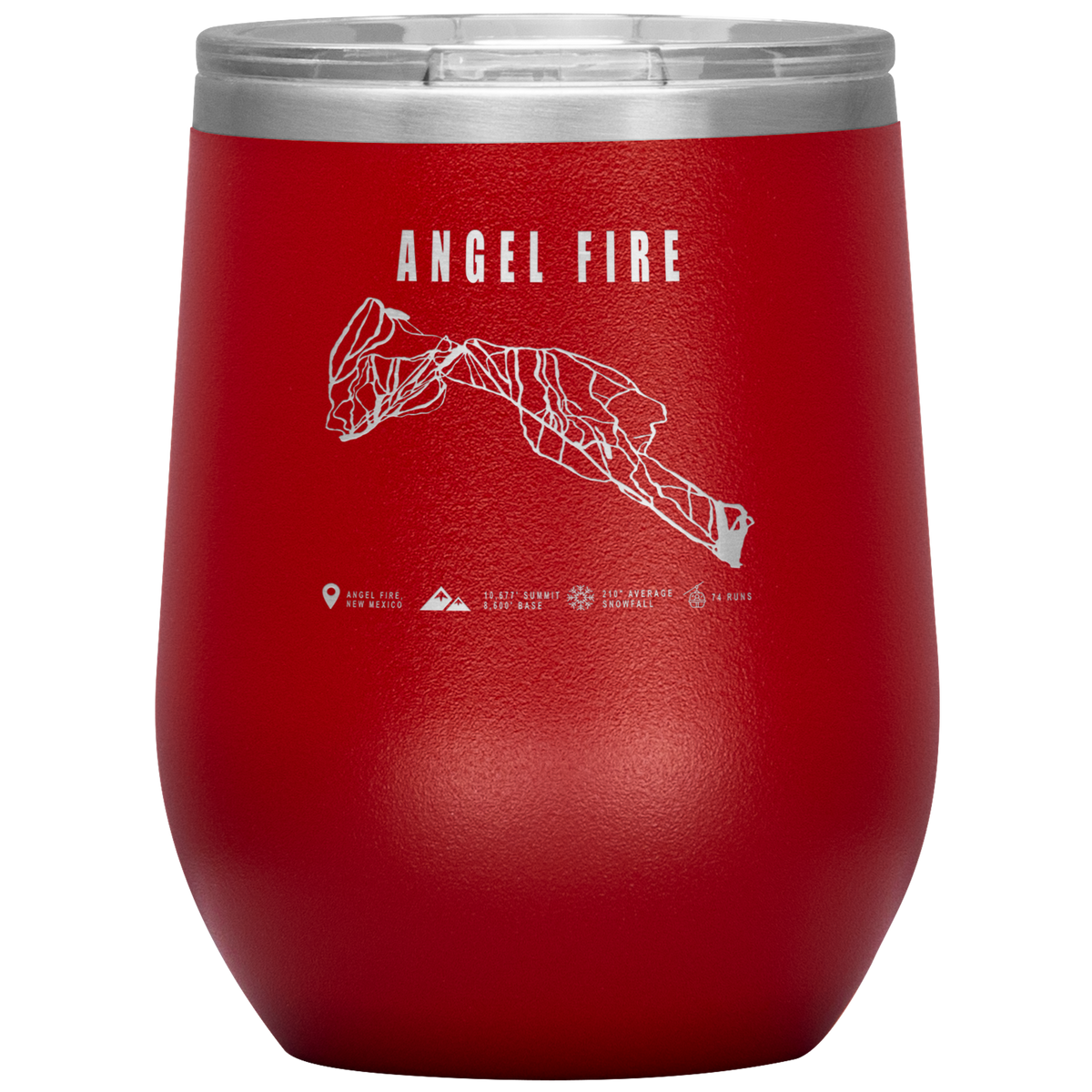 Angel Fire, New Mexico Ski Trail Map Wine 12oz Tumbler - Powderaddicts