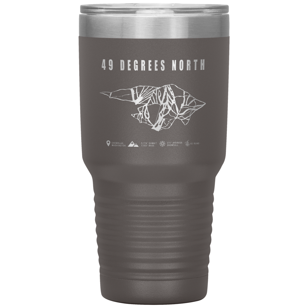 49 Degrees North, Washington Ski Trail Map 30oz Tumbler - Powderaddicts