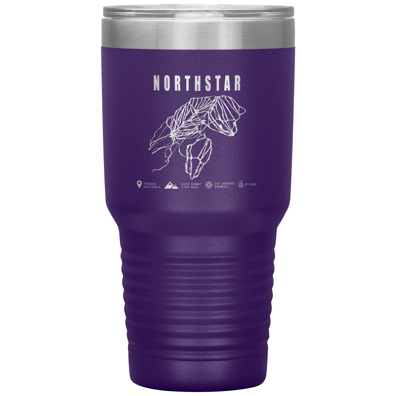 Northstar, California Ski Trail Map 30oz Tumbler - Powderaddicts