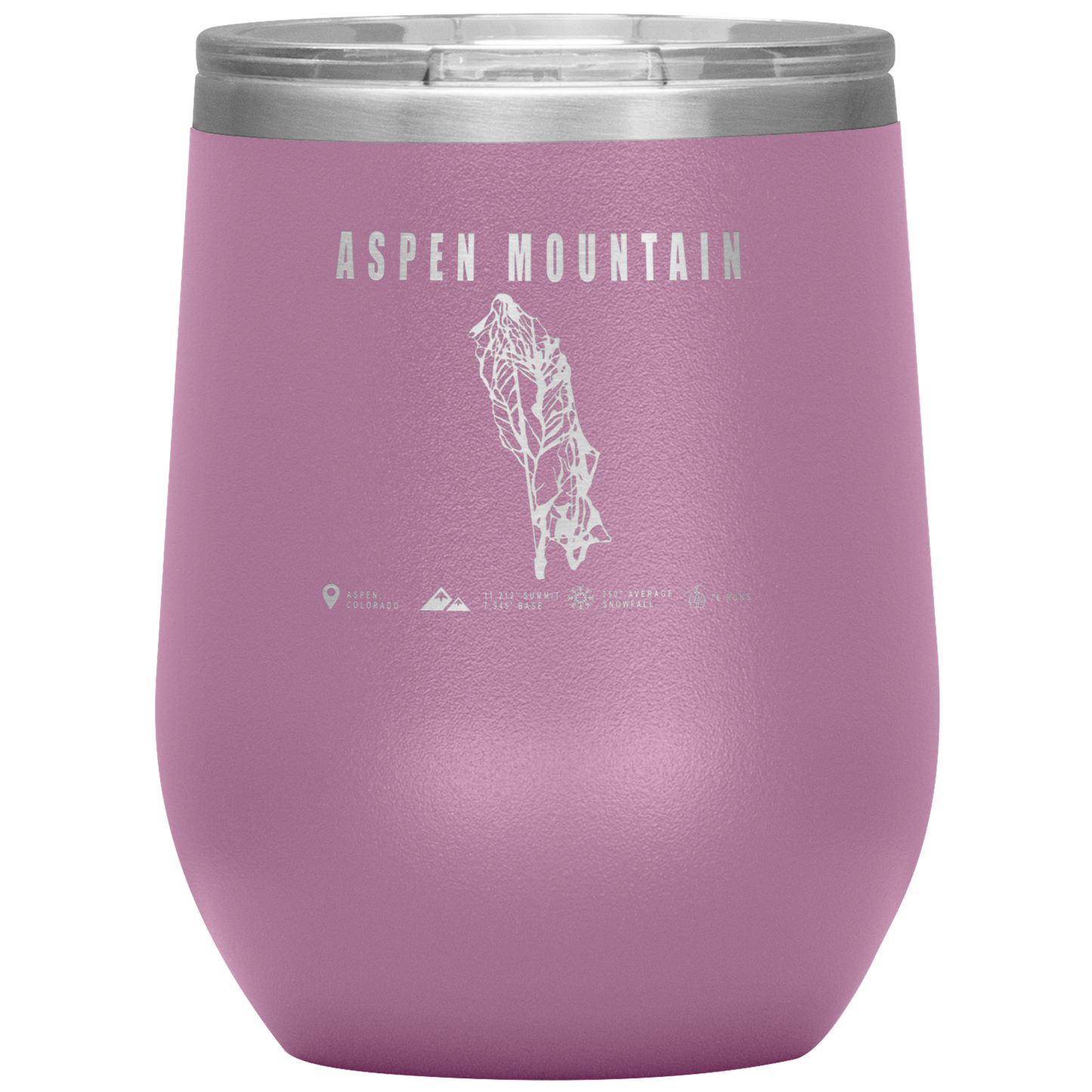 Aspen Mountain Colorado Ski Trail Map Wine 12oz Tumbler - Powderaddicts