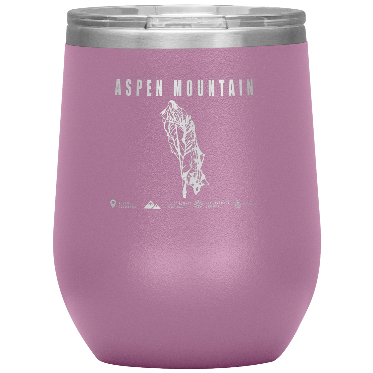 Aspen Mountain Colorado Ski Trail Map Wine 12oz Tumbler - Powderaddicts