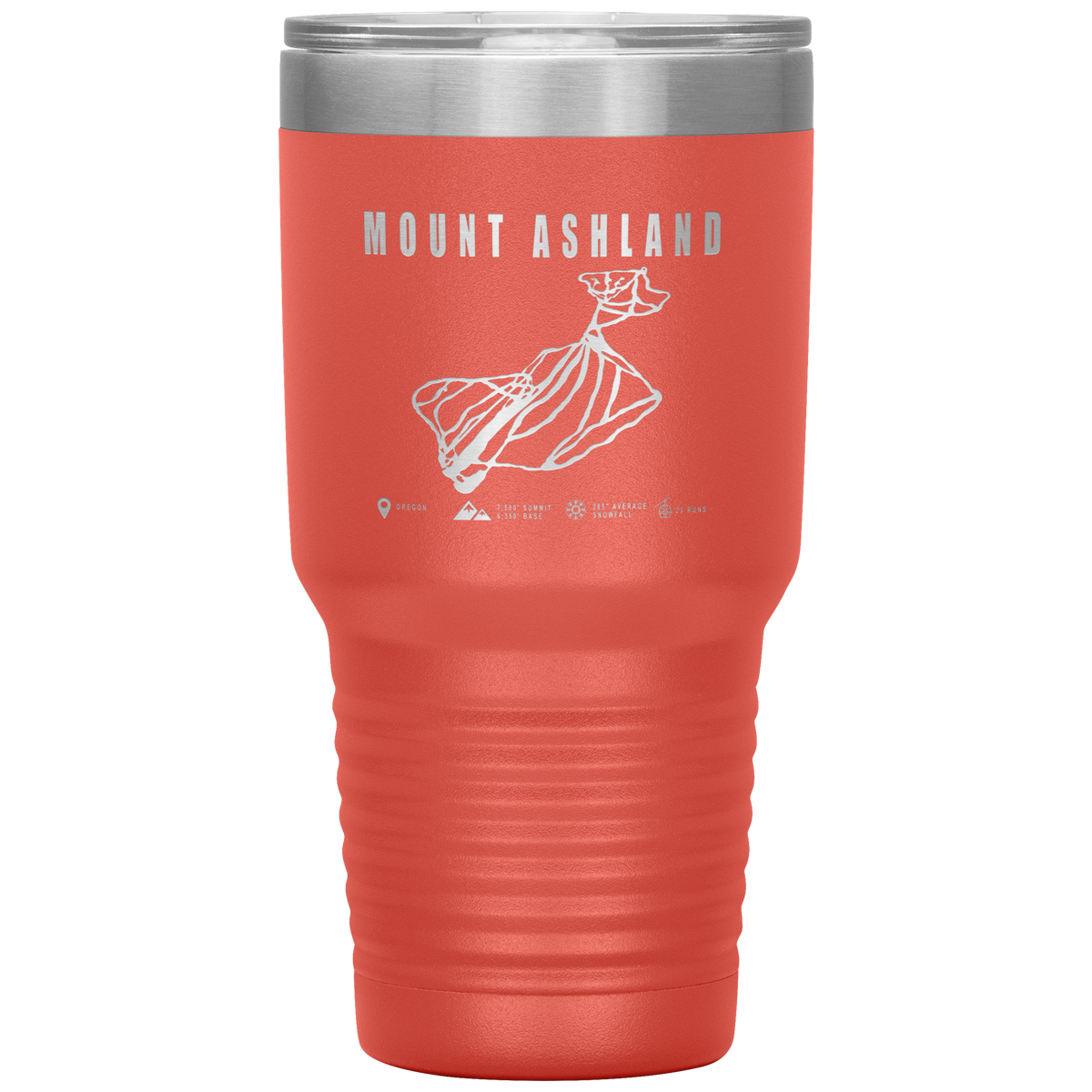 Mount Ashland, Oregon Ski Trail Map 30oz Tumbler - Powderaddicts