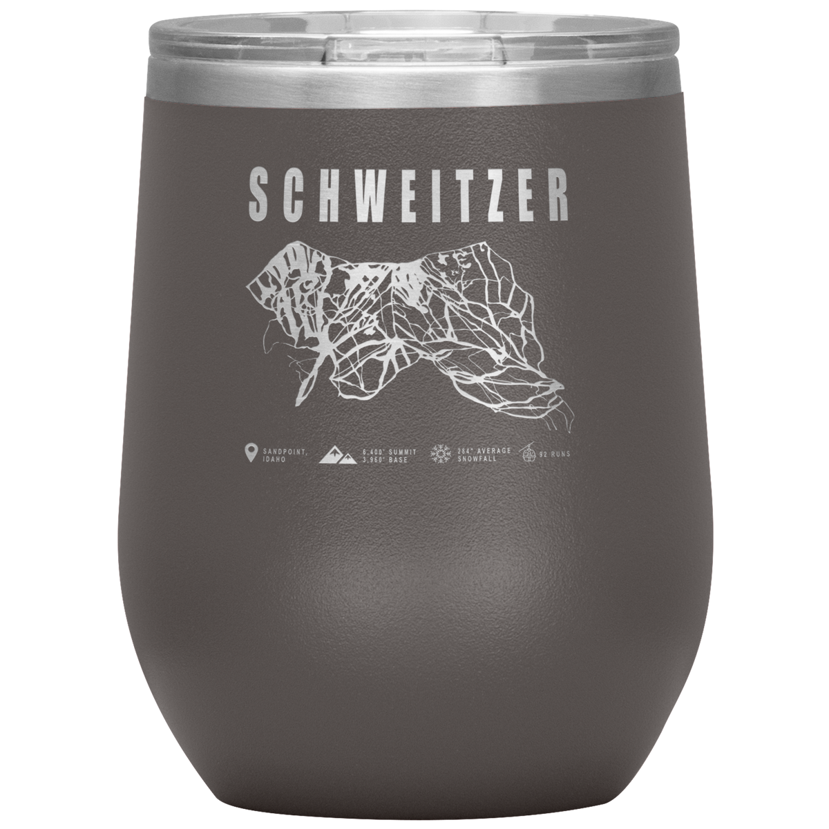 Schweitzer Idaho Ski Trail Map Wine 12oz Tumbler - Powderaddicts