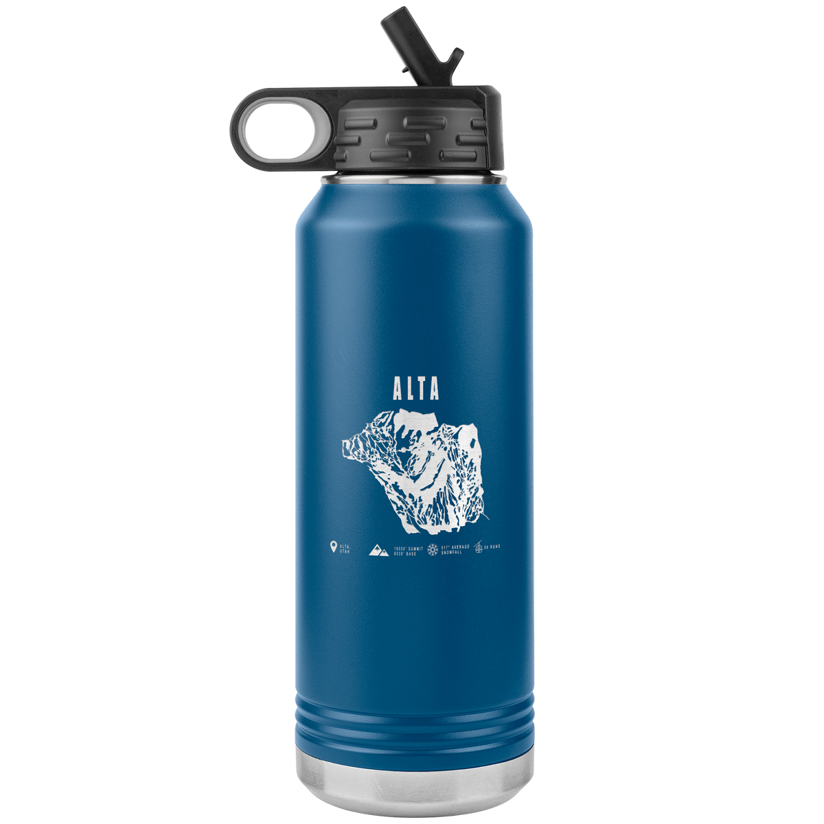 Alta,Utah Ski Trail Map 32oz Water Bottle Tumbler - Powderaddicts