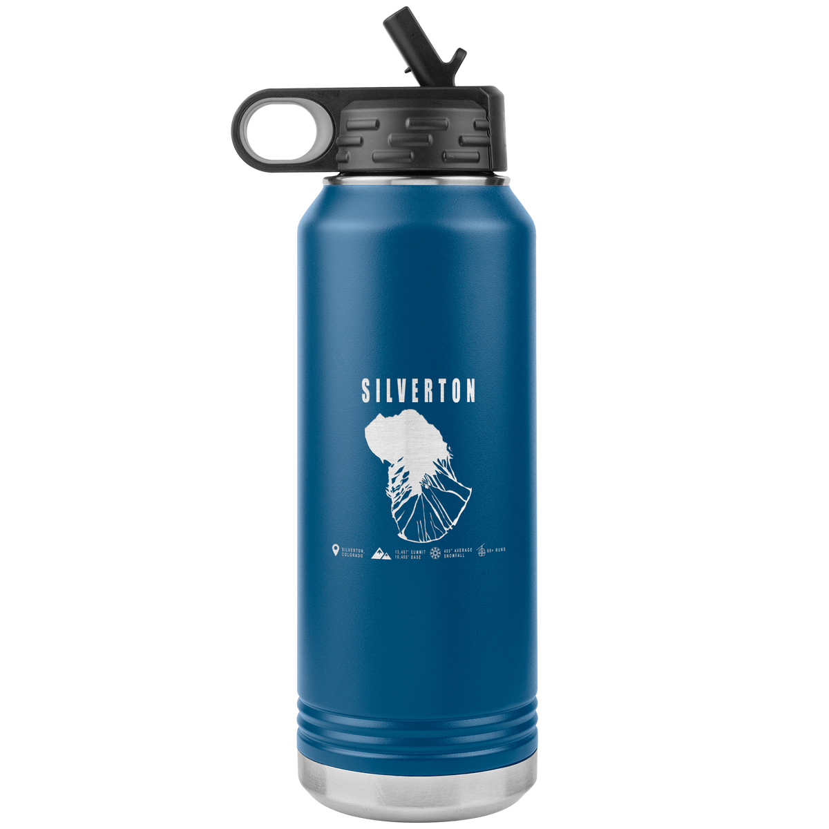 Silverton Colorado Ski Trail Map 32oz Water Bottle Tumbler - Powderaddicts