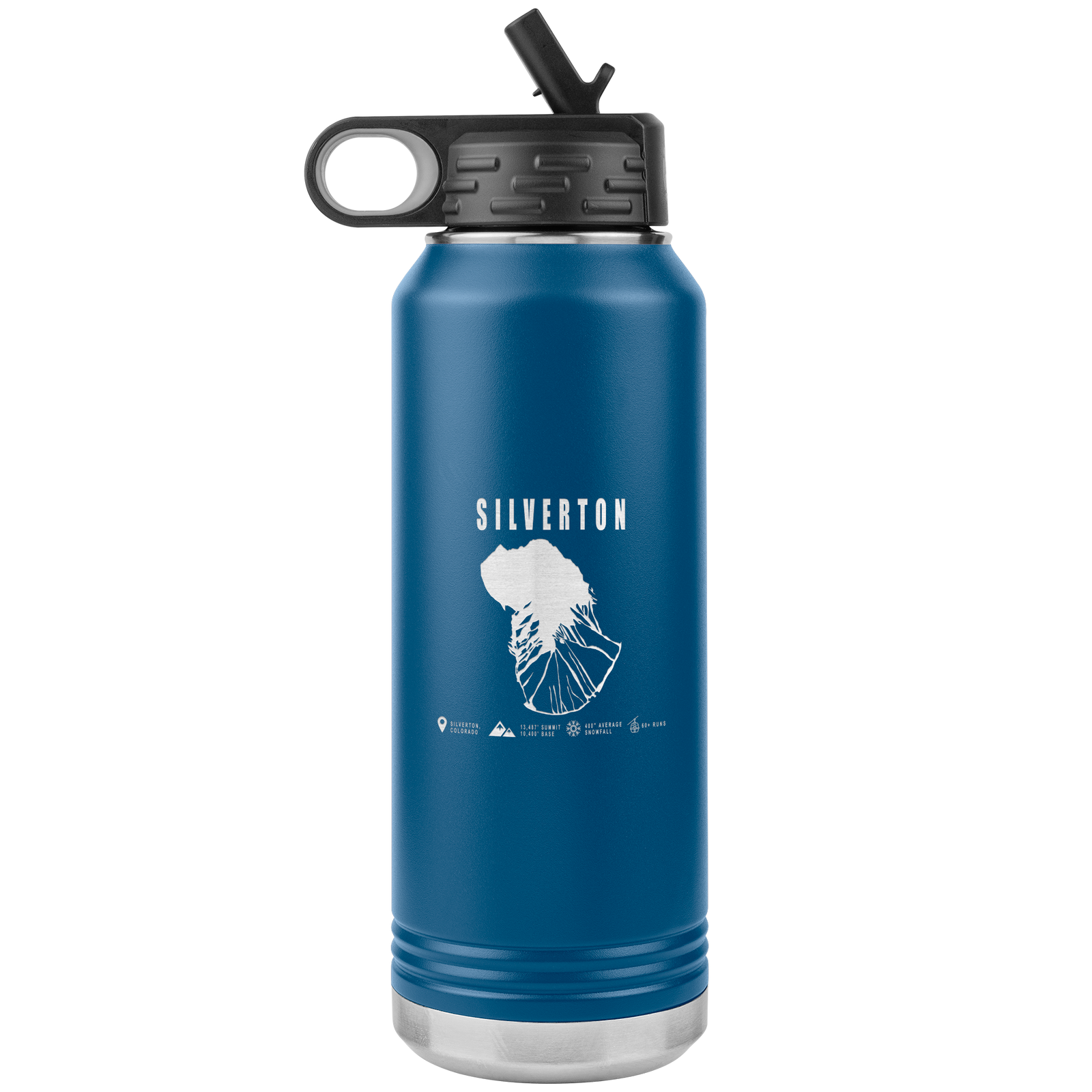 Silverton Colorado Ski Trail Map 32oz Water Bottle Tumbler - Powderaddicts