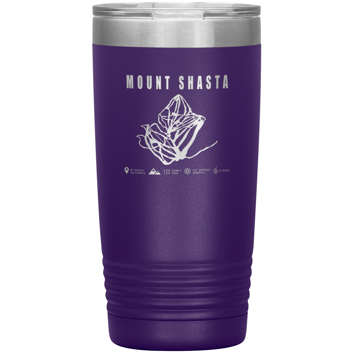 Mount Shasta, California Ski Trail Map 20oz Tumbler - Powderaddicts