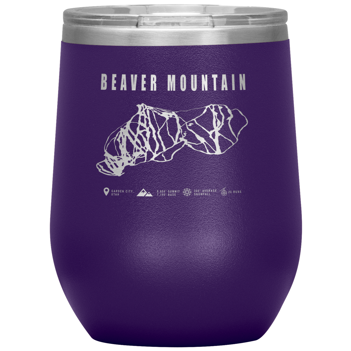 Beaver Mountain,Utah Ski Trail Map Wine 12oz Tumbler - Powderaddicts