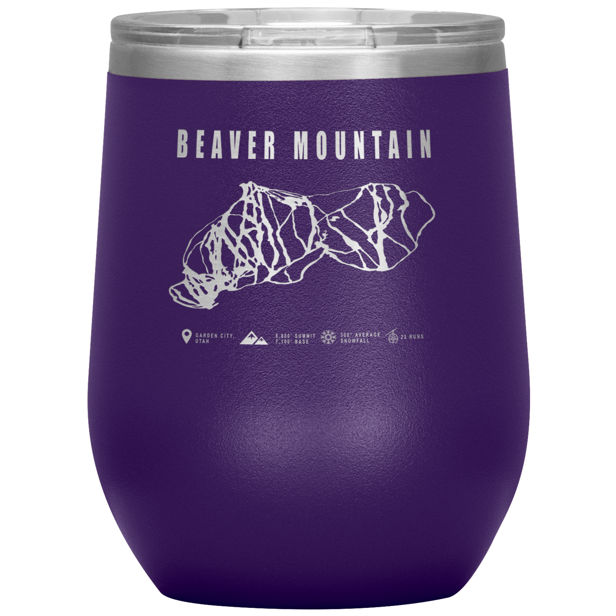 Beaver Mountain,Utah Ski Trail Map Wine 12oz Tumbler - Powderaddicts