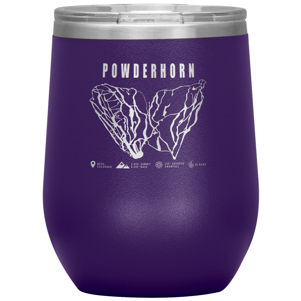 Powderhorn Colorado Ski Trail Map Wine 12oz Tumbler - Powderaddicts