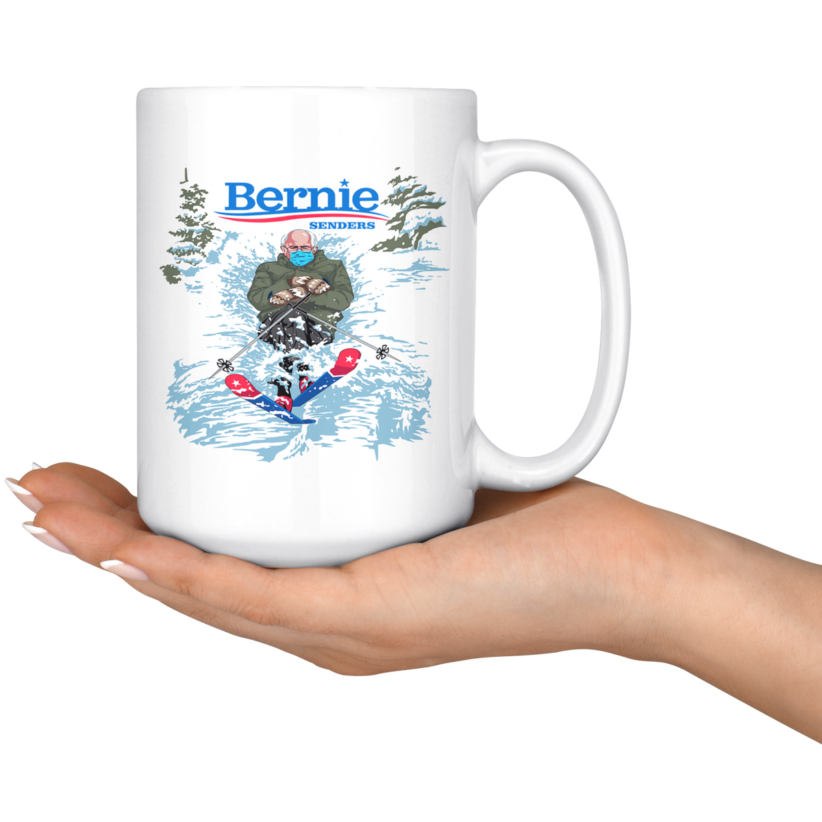 Bernie Senders Skiing 15oz Mug - Powderaddicts