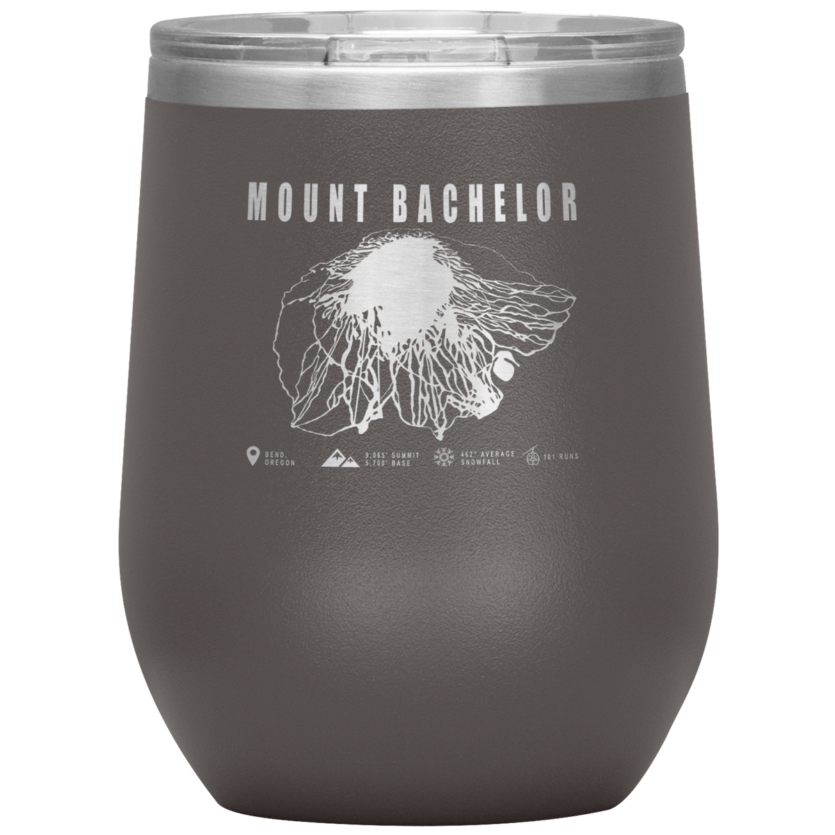 Mount Bachelor, Oregon Ski Trail Map Wine 12oz Tumbler - Powderaddicts