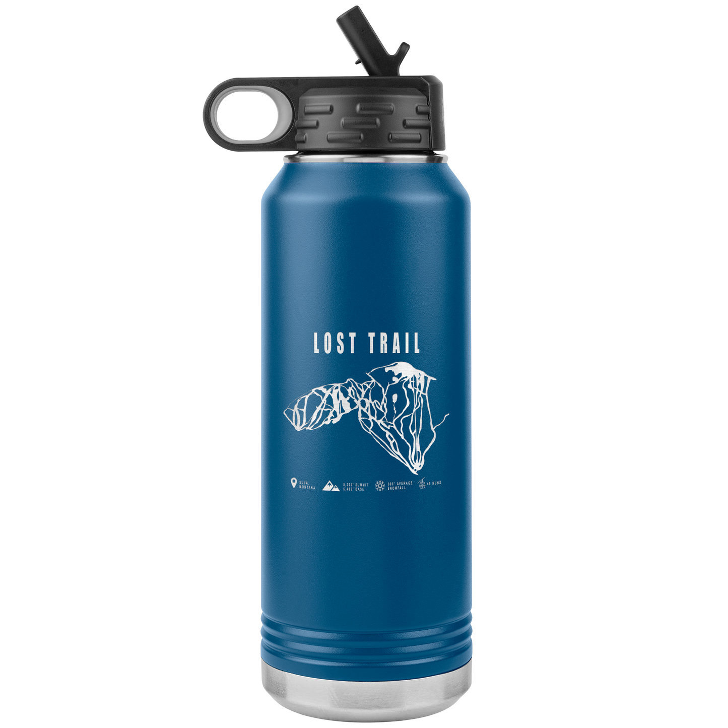 Lost Trail Montana Ski Trail Map 32oz Water Bottle Tumbler - Powderaddicts