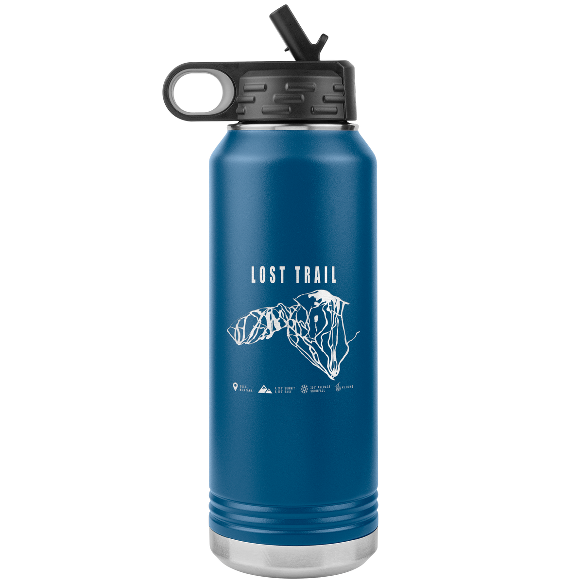 Lost Trail Montana Ski Trail Map 32oz Water Bottle Tumbler - Powderaddicts