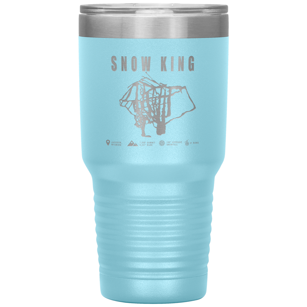 Snow King Wyoming Ski Trail Map 30oz Tumbler - Powderaddicts