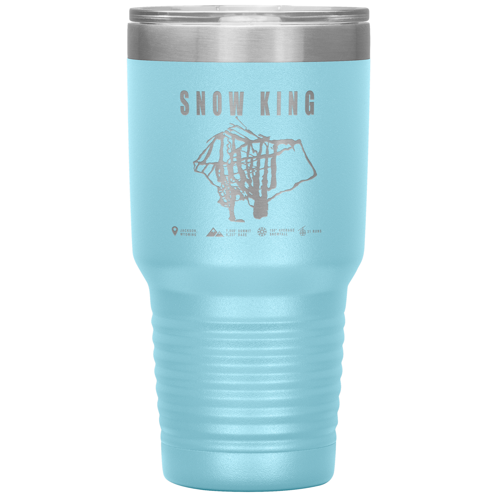 Snow King Wyoming Ski Trail Map 30oz Tumbler - Powderaddicts