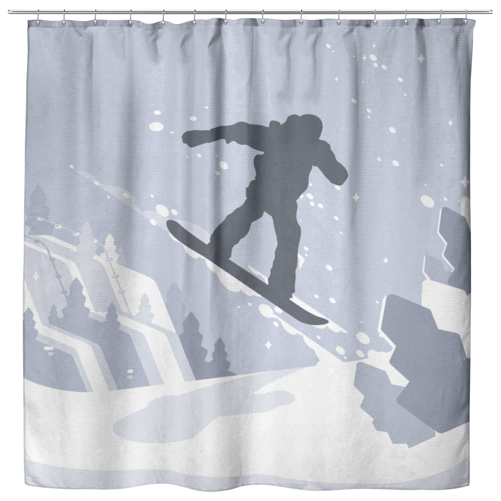 Snowboarder Playground Shower Curtains - Powderaddicts