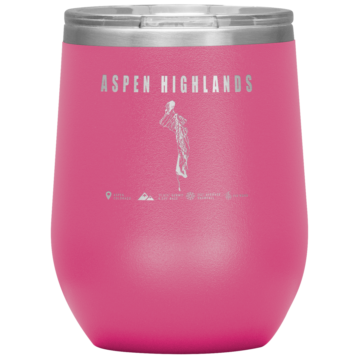 Aspen Highlands,Colorado Ski Resort Wine 12 oz Tumbler - Powderaddicts