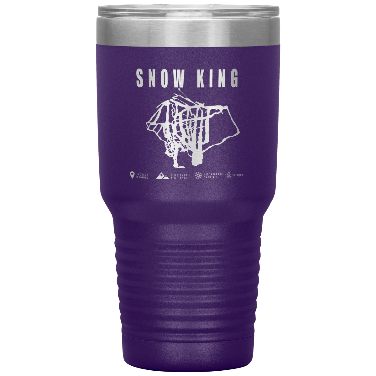 Snow King Wyoming Ski Trail Map 30oz Tumbler - Powderaddicts