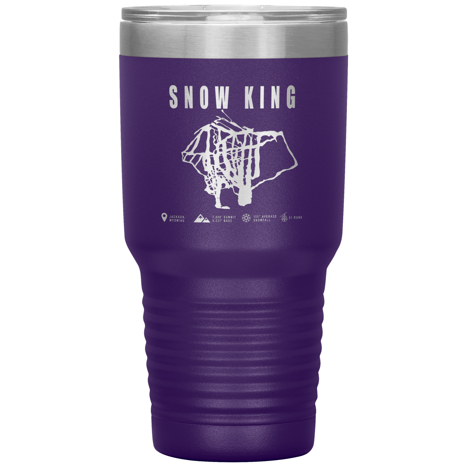 Snow King Wyoming Ski Trail Map 30oz Tumbler - Powderaddicts