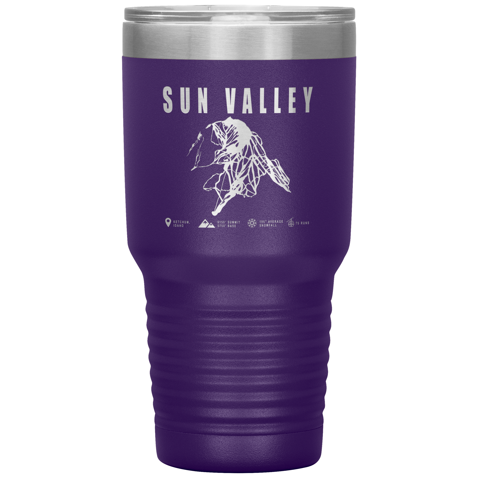 Sun Valley Idaho Ski Trail Map 30oz Tumbler - Powderaddicts