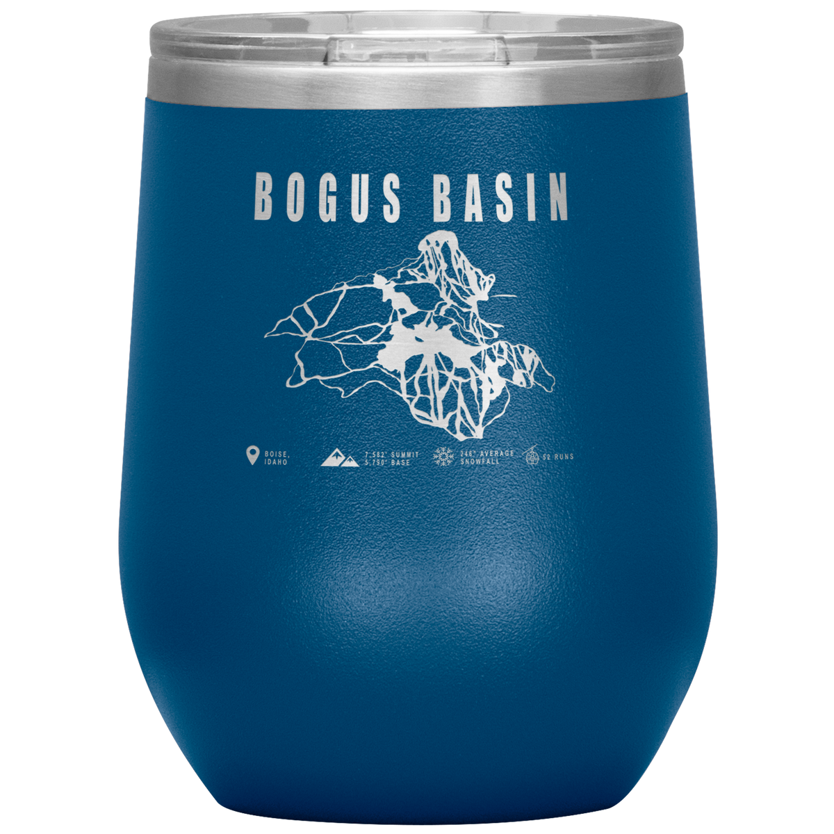 Bogus Basin Idaho Ski Trail Map Wine 12oz Tumbler - Powderaddicts