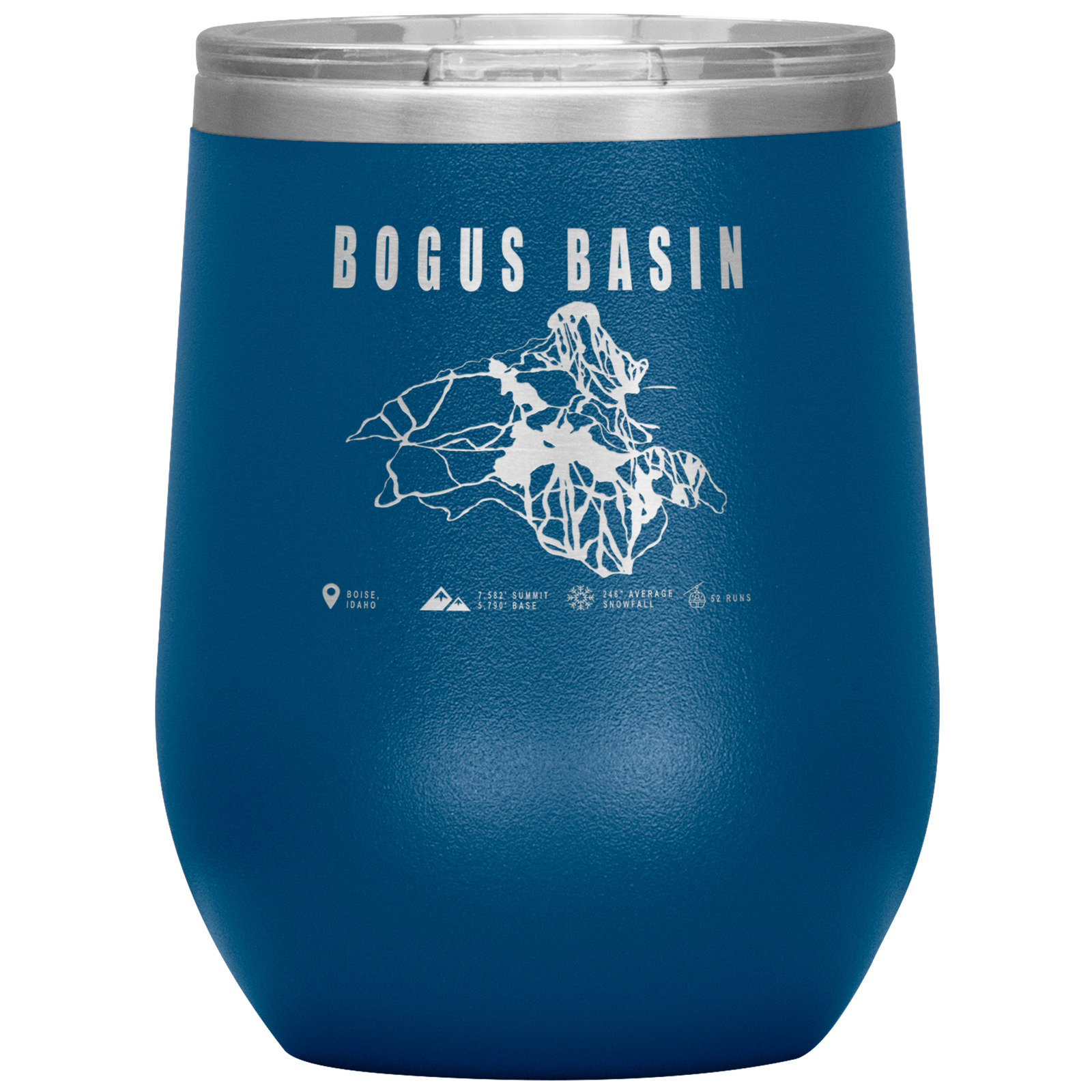Bogus Basin Idaho Ski Trail Map Wine 12oz Tumbler - Powderaddicts