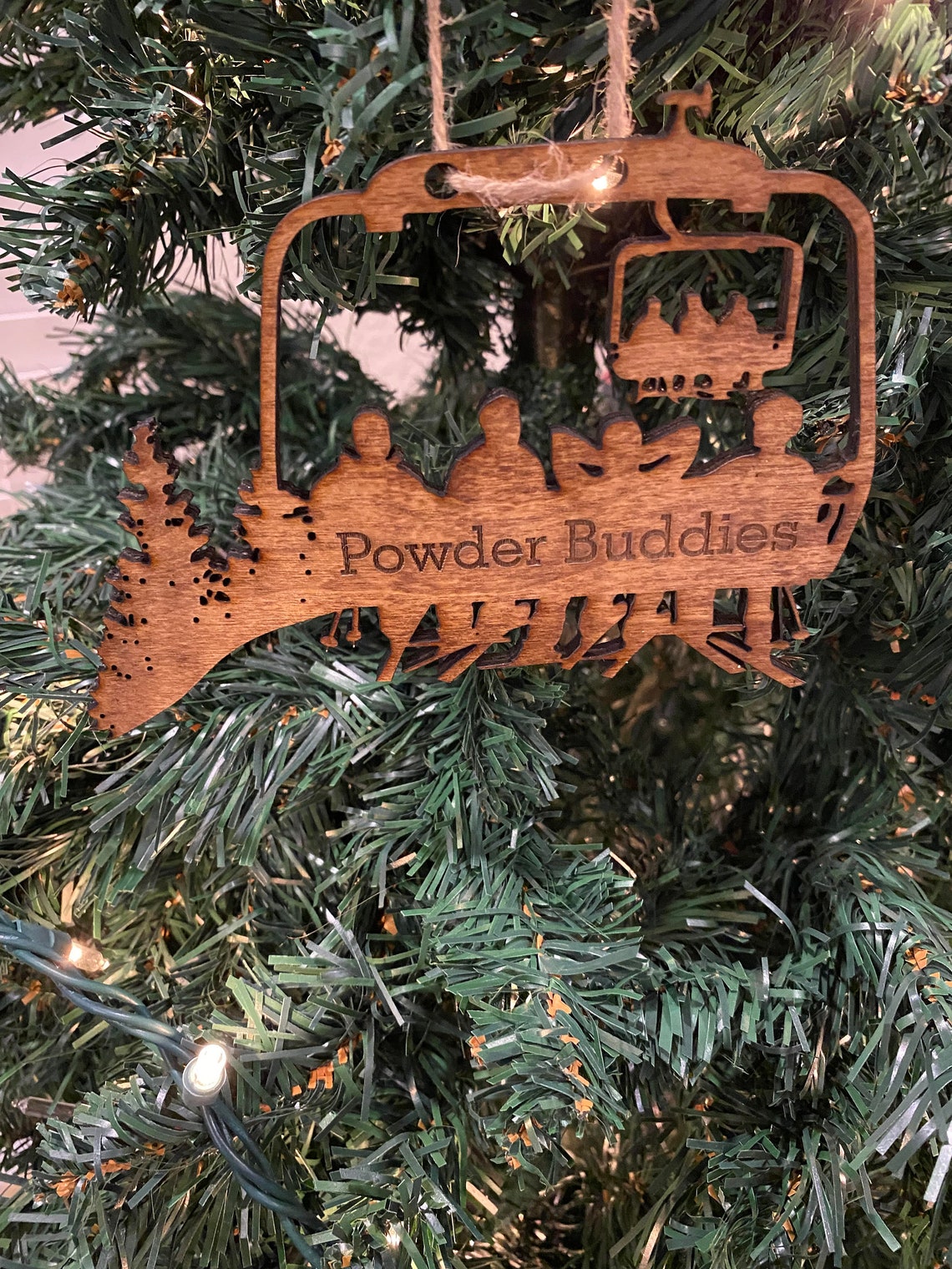 Personalized Chairlift Ski &amp; Snowboard Friends Christmas Ornament Ski Ornament, Skier Gift, Wooden Ornament, Free Personalization